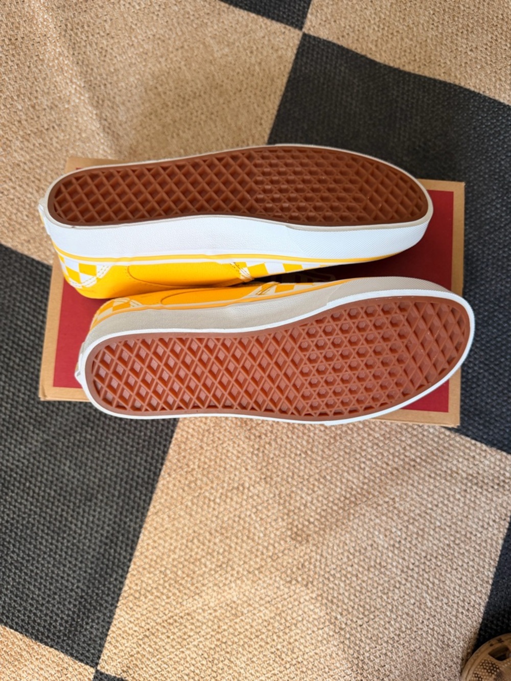 Vans Checkerboard Slip-On Sneakers in Yellow and White - Picture 4 of 6